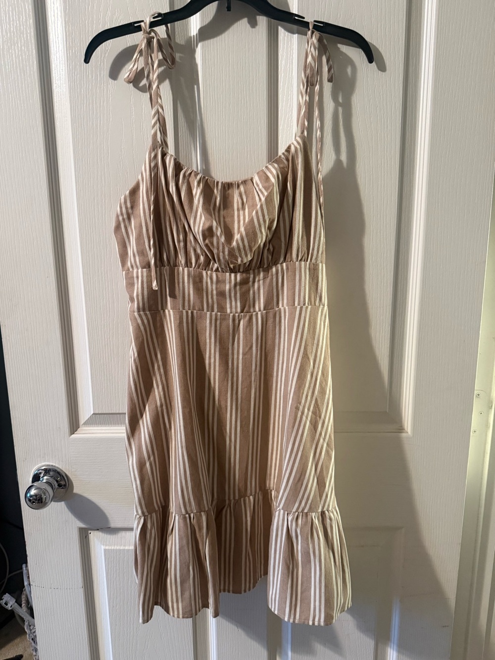 Speechless Beige and White Striped Mini Dress